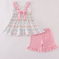 Tea floral bow ruffle shorts set