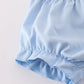 Blue floral bow print ruffle bloomer set
