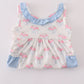 Blue floral bow print ruffle shorts set