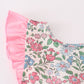 Vintage floral print ruffle shorts set