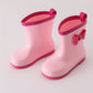 Pink bow rain boots