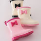 Pink bow rain boots