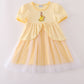 Yellow princess embroidery ruffle dress