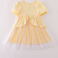Yellow princess embroidery ruffle dress