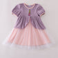 Purple princess embroidery ruffle dress