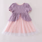 Purple princess embroidery ruffle dress