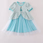 Sky princess embroidery ruffle dress