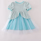 Sky princess embroidery ruffle dress