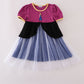 Sapphire blue princess embroidery ruffle dress
