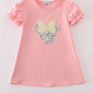 Pink floral character applique dress