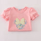 Pink floral character applique dress