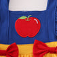 Apple embroidery bow ruffle shorts set