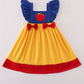 Apple embroidery bow ruffle dress