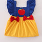 Apple embroidery bow ruffle dress
