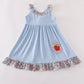 Blue apple floral applique ruffle dress