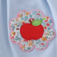 Blue apple floral applique ruffle dress