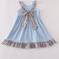 Blue apple floral applique ruffle dress