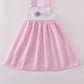 Pink pumpkin carriage embroidery stripe dress