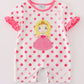 Pink character applique dot romper