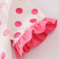 Pink character applique dot romper