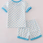 Blue character applique shorts set