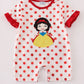Red character applique dot romper