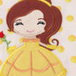 Yellow character applique dot romper