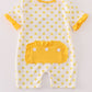 Yellow character applique dot romper