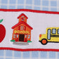 Blue apple bus embroidery plaid top