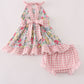 Pink floral bow ruffle bloomer set