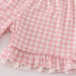 Pink floral bow ruffle shorts set