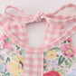 Pink floral bow ruffle shorts set