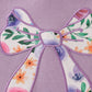 Purple floral bow applique active skorts set