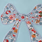 Blue floral bow applique active skorts set