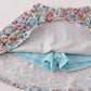 Blue floral bow applique active skorts set