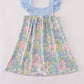 Blue floral print ruffle dress