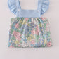 Blue floral print ruffle dress