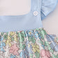 Blue floral print ruffle dress