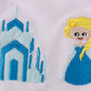 Blue character embroidery bow ruffle shorts set