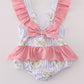 Floral stripe ruffle swimsuit UPF50+