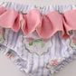 Floral stripe ruffle 2pc swimsuit UPF50+