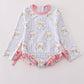 Floral stripe long sleeve swimsuit UPF50+