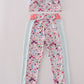 Green floral print 2pc active tank legging set