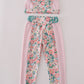 Pink floral print 2pc active tank legging set