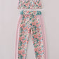 Pink floral print 2pc active tank legging set