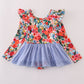 Blue floral swiss dot leotard