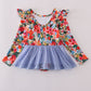 Blue floral swiss dot leotard