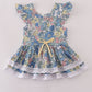Blue floral lace ruffle leotard
