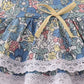 Blue floral lace ruffle leotard