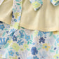 Yellow floral character applique shorts set
